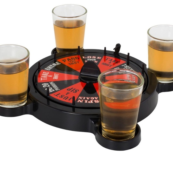 Spinning Wheel Shot Glass Game - Black and Red - Picture 2 of 3